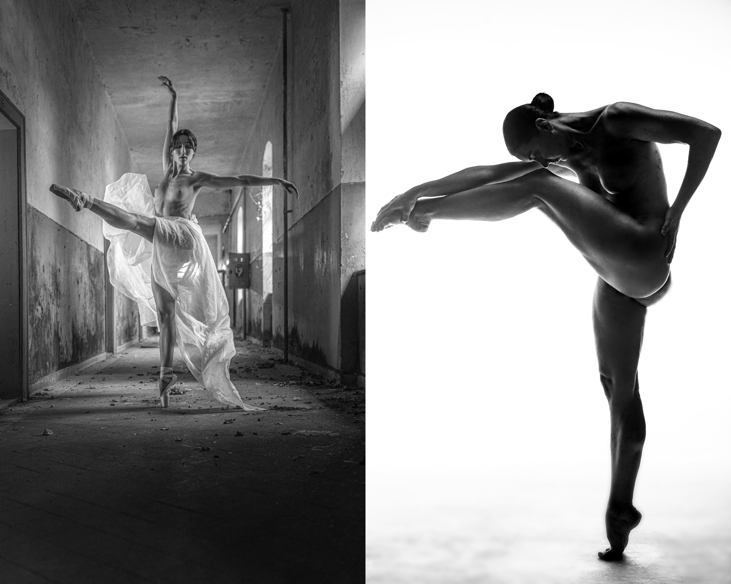 Ballett, Nuderat, Tanz - Bewegung und Projektionen mit der Tänzerin Prele und der Tänzerin Camilla Orlandi