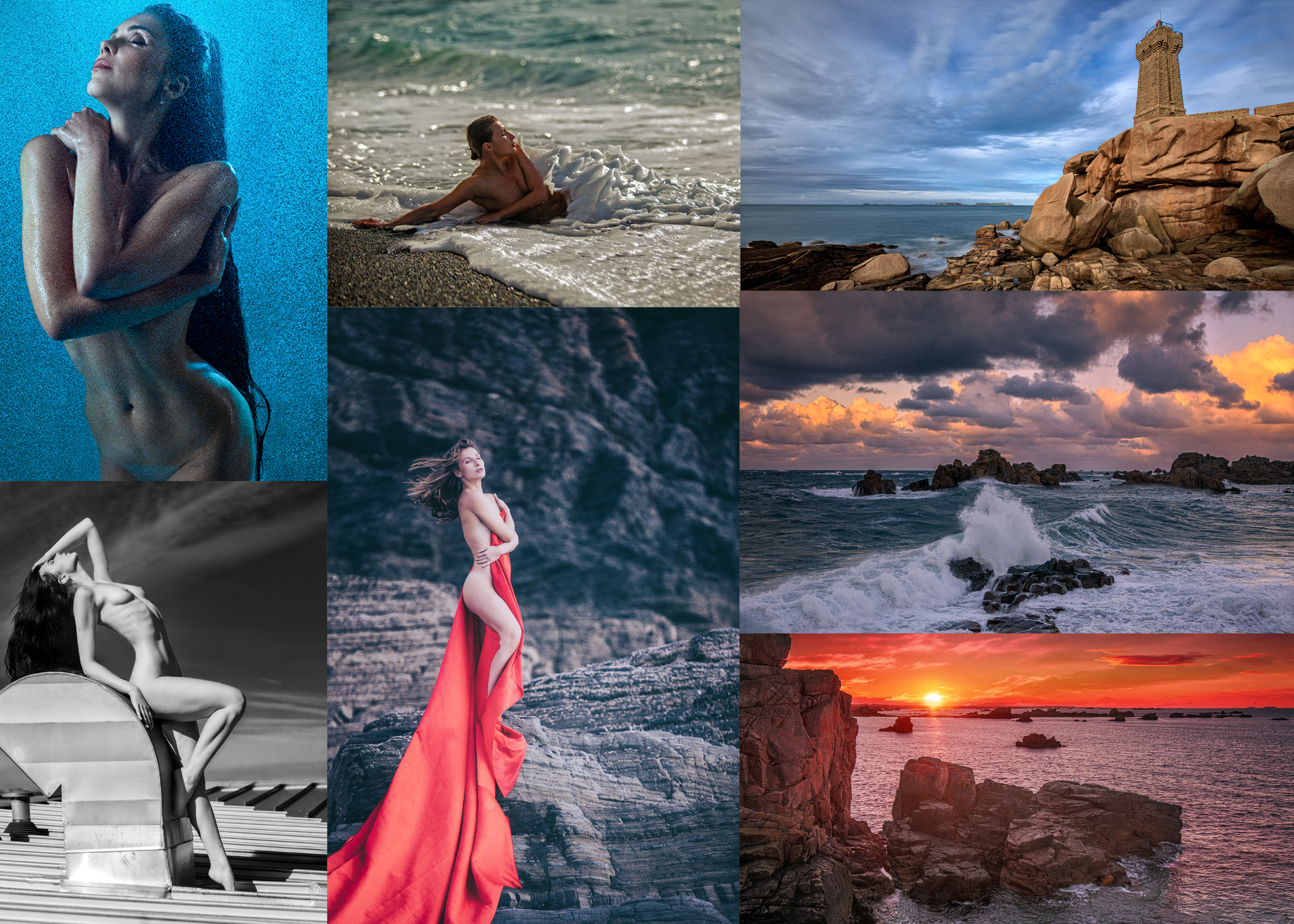 Skulpturaler Akt, Landschaftsfotografie und Fashionstyle in den mystischen Klippenlandschaften von Le Gouffre und an der Rosaroten Granitsteinküste bei Ploumanach - DIE BRETAGNE RUFT DICH 