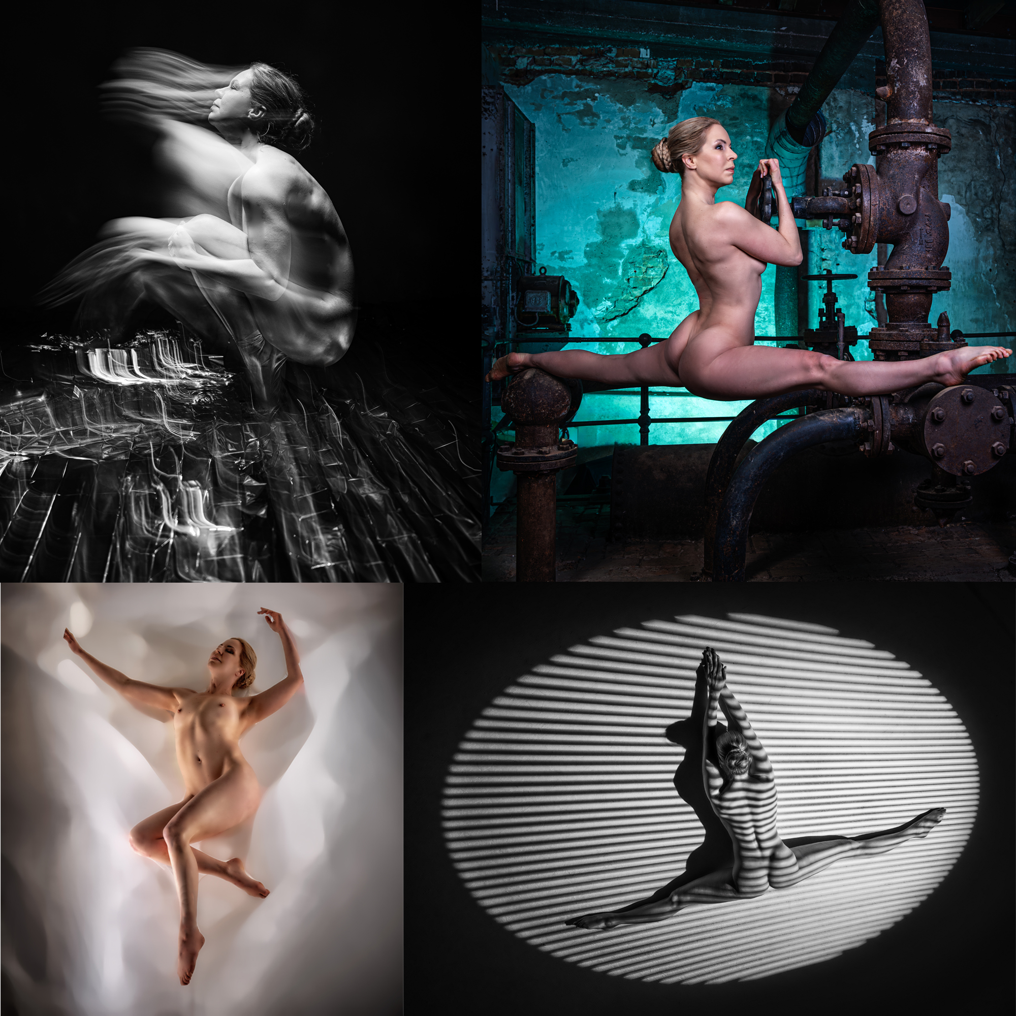 Special - DAY -  Lichtbox, Tanz, Goboprojektionen, Seil und Delaytechnik - Model Fanny Müller _Fanny in Master-Class - besondere Lichtbox - Hänge - Tuch - Ariel Hoop - Dickes Tau , Delaytechnik - Sprung und Bewegung